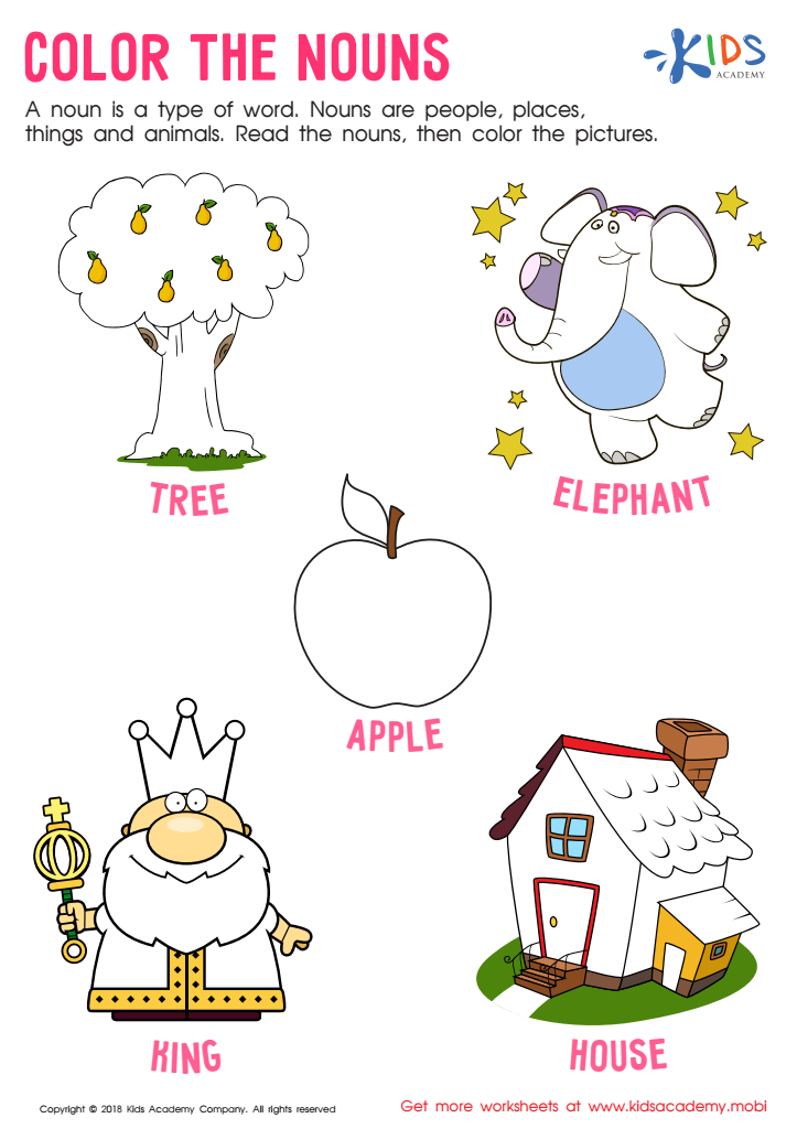 Free Noun identification Grammar Worksheets for 4-Year-Olds