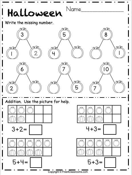 Free Halloween Number Bond Up to 10 - Free Worksheets ...