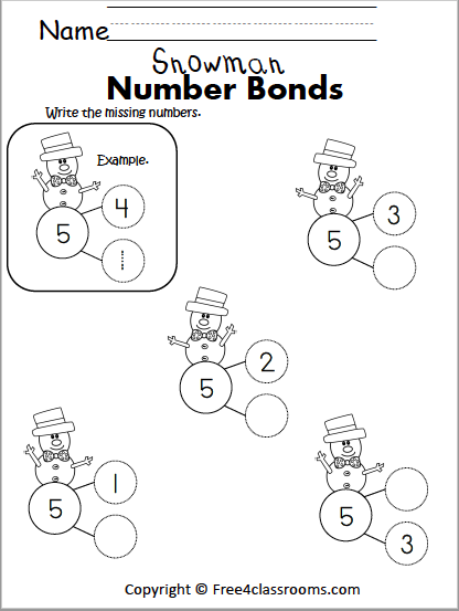 free number bond worksheet