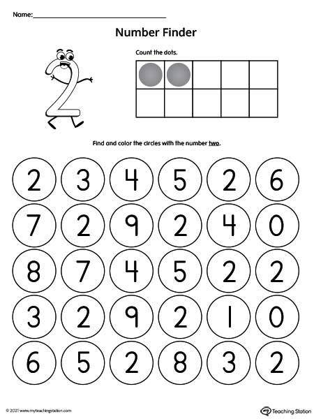Number Recognition Worksheet: Find the Number 2 ...