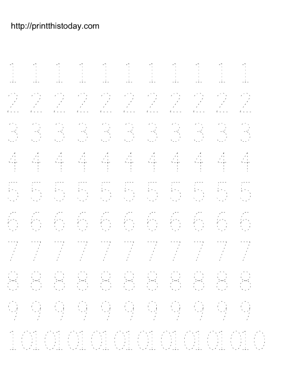 free number tracing worksheet 1 10