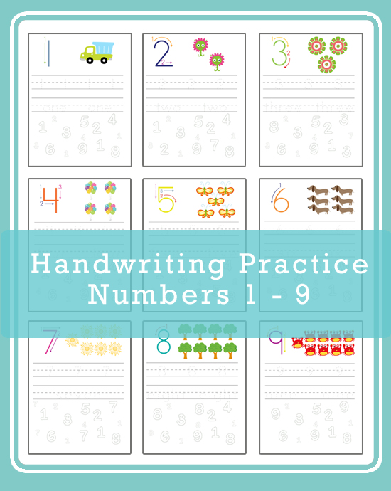 Handwriting Practice - Numbers 1 -9 - One Beautiful Home