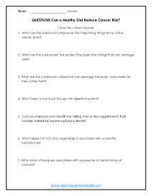 Nutrition Worksheets