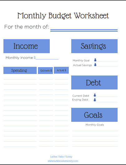 free online budget worksheet