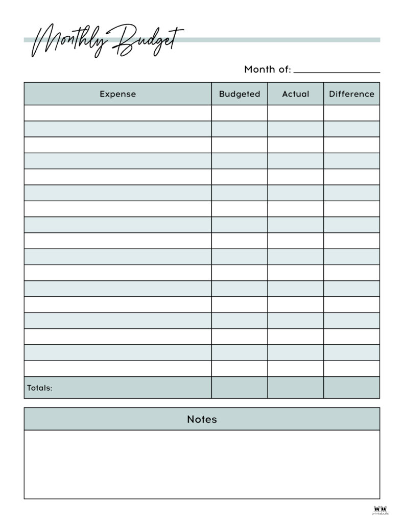 Monthly budget planners 20 free printables printabulls worksheets