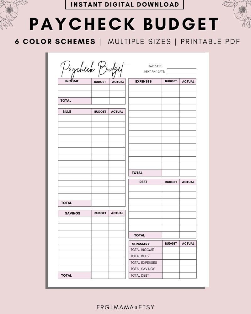 free online printable budget planner