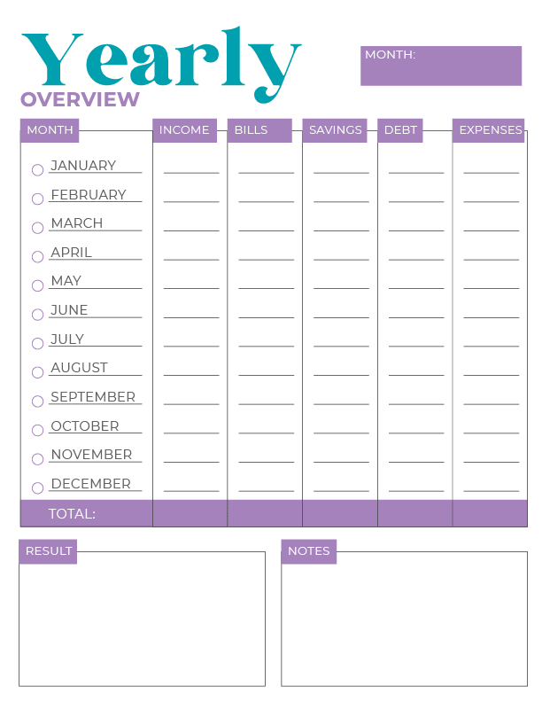 free online printable budget planner