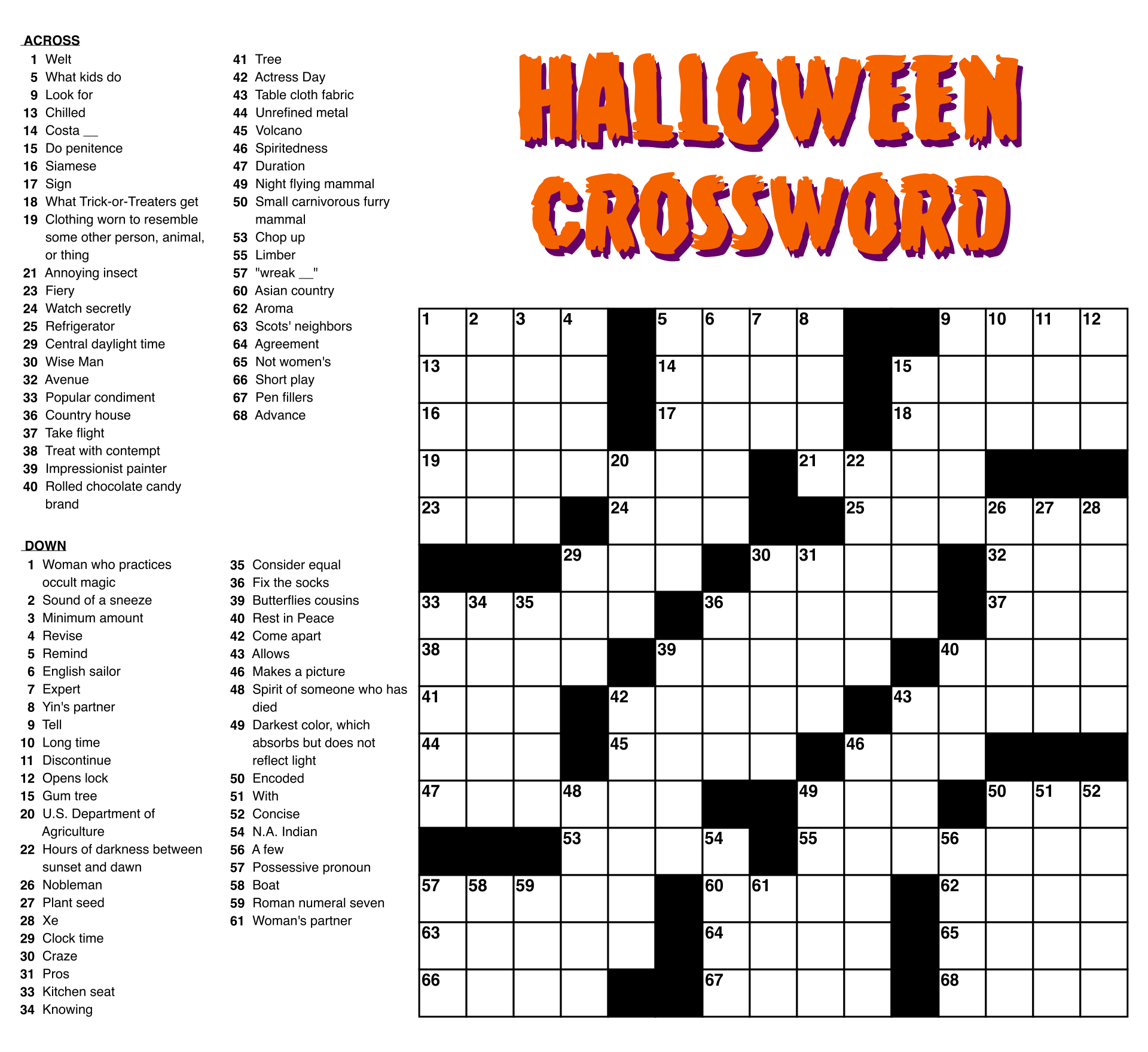 free online printable easy crossword puzzles