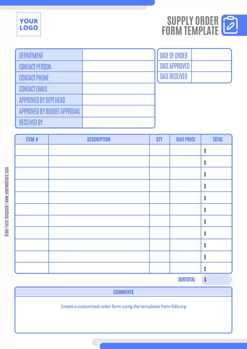 free online printable order forms