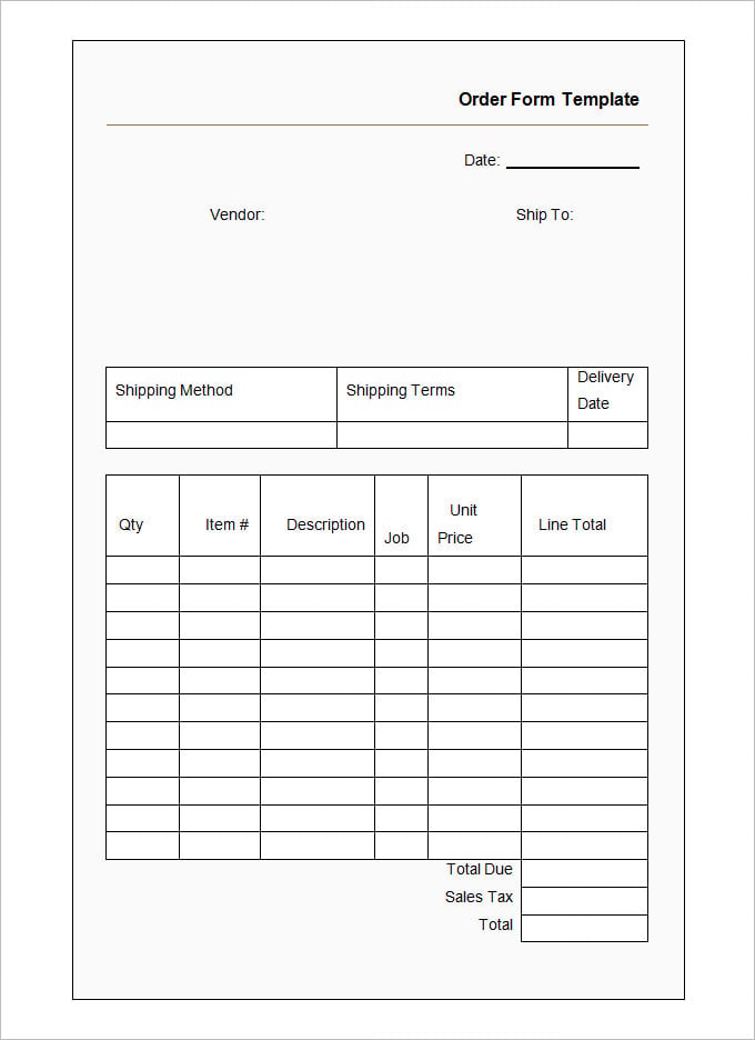 free online printable order forms