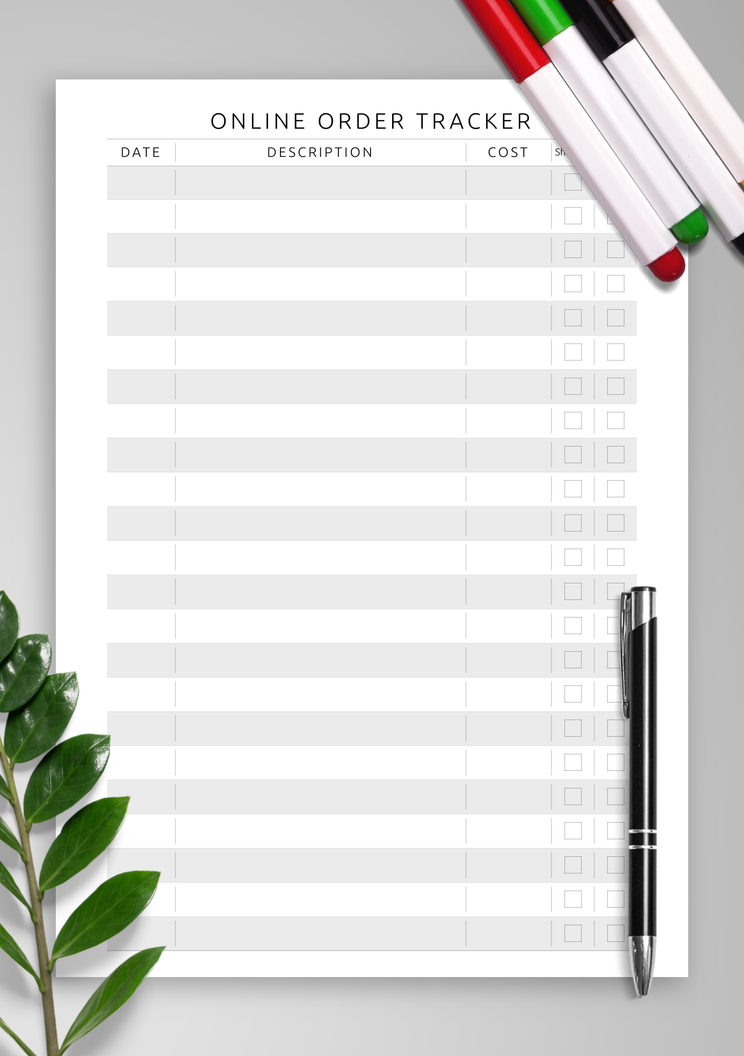 Download Printable Online Order Tracker Template PDF