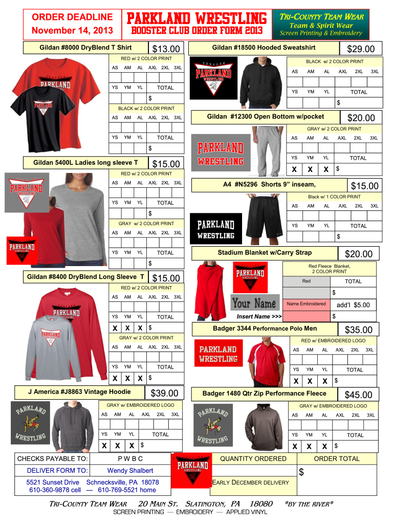 free online printable order forms