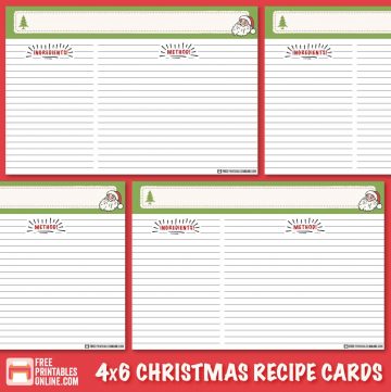 free online printable recipe cards