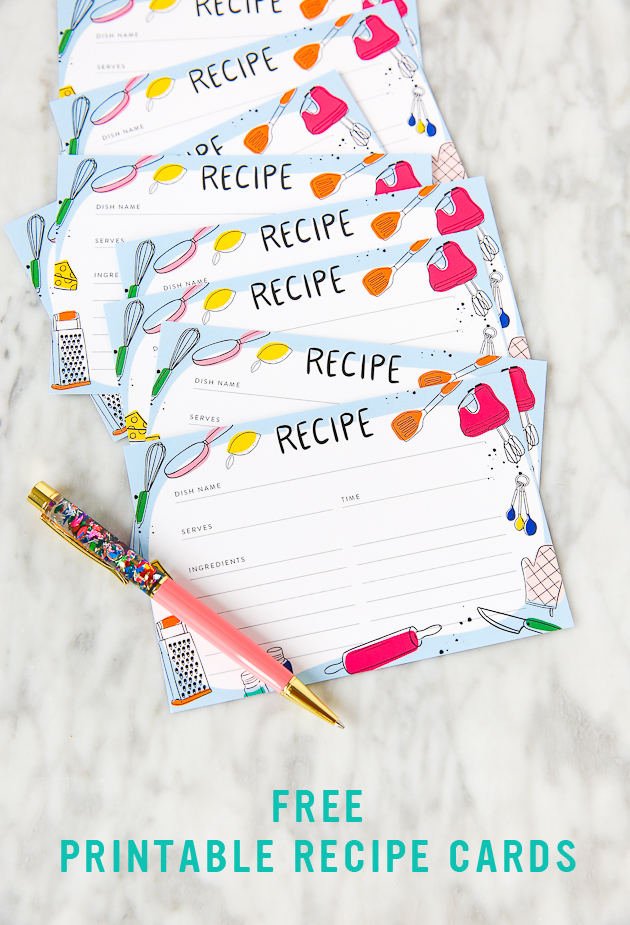 free online printable recipe cards