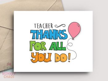 free online printable thank you cards for teachers