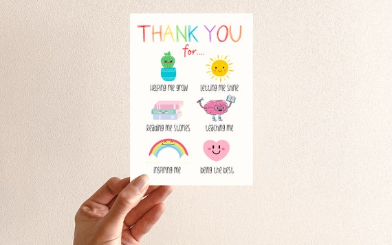Teacher Thank You Cards Printable, Printable Teacher Greeting Card ...