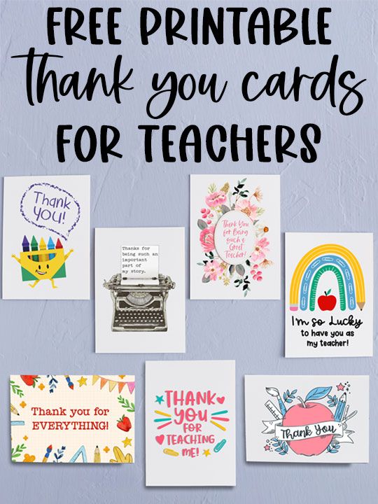 free online printable thank you cards for teachers
