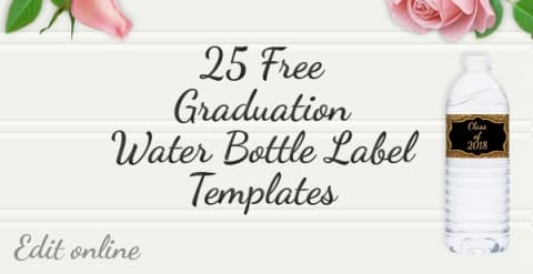 25 Graduation Water Bottles Labels | Raspberry Swirls