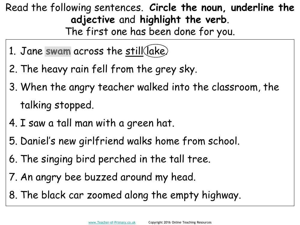 free parts of speech worksheet