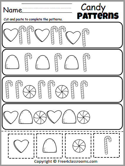 Free Cut and Paste Christmas Candy Patterns Worksheet - Free ...