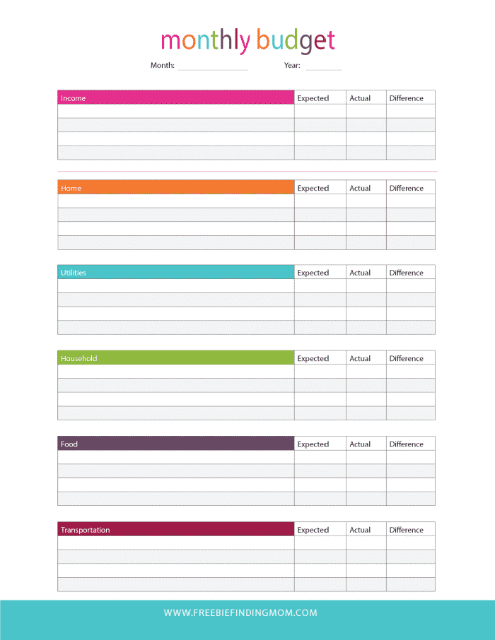 Free Household Budget Worksheet PDF Printable - Freebie Finding Mom