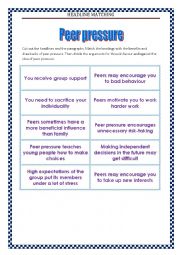 Peer pressure reading with key - ESL worksheet by Keyeyti