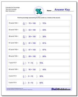 free percentage worksheet