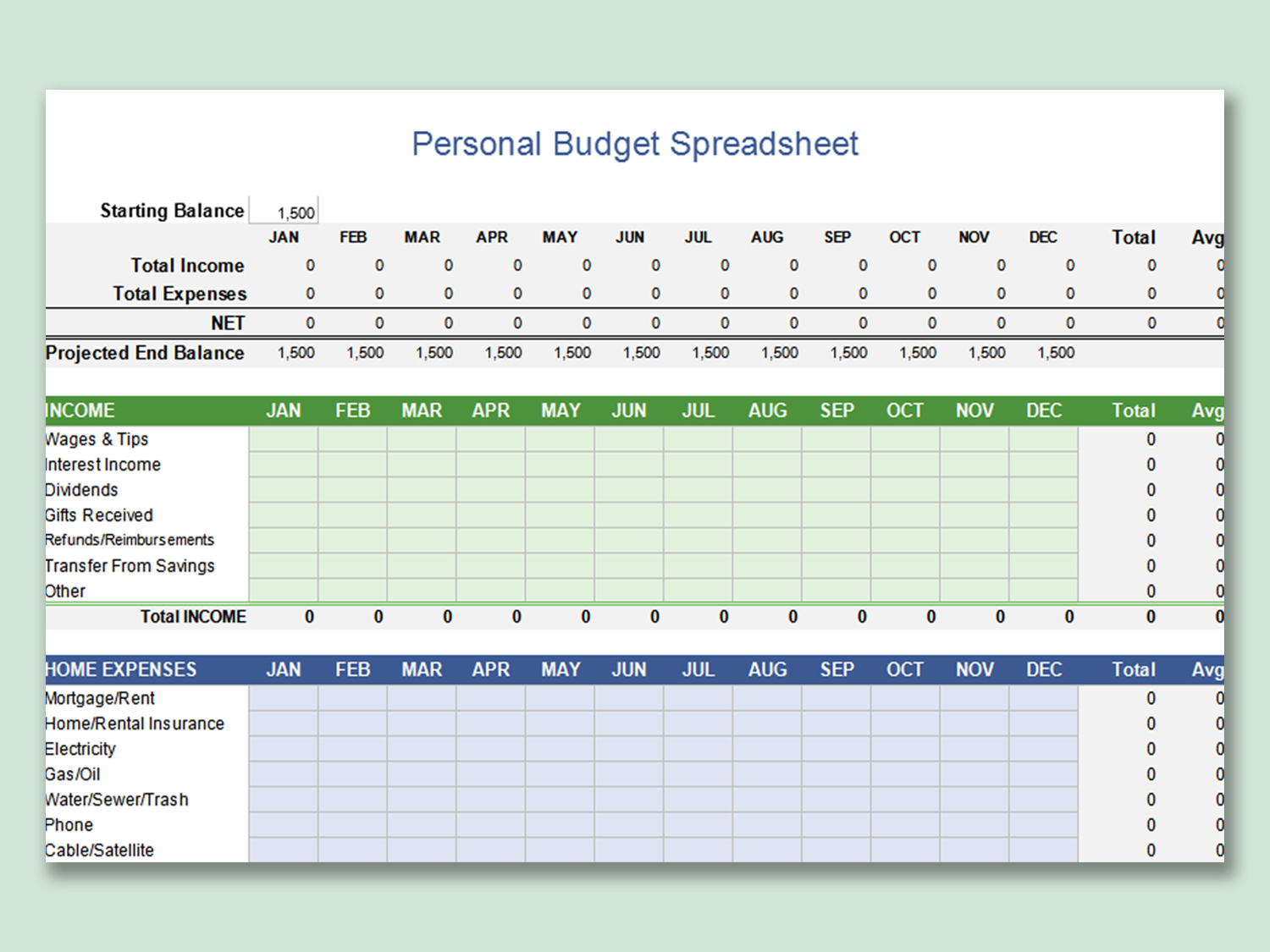 free personal budget spreadsheets