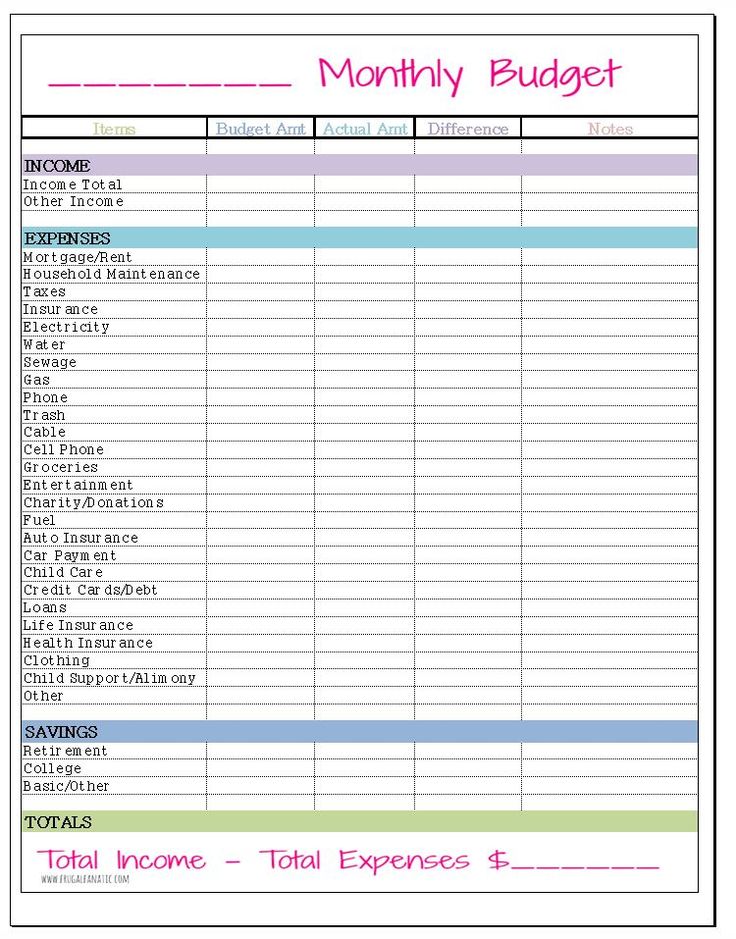 free personal budget worksheet printable