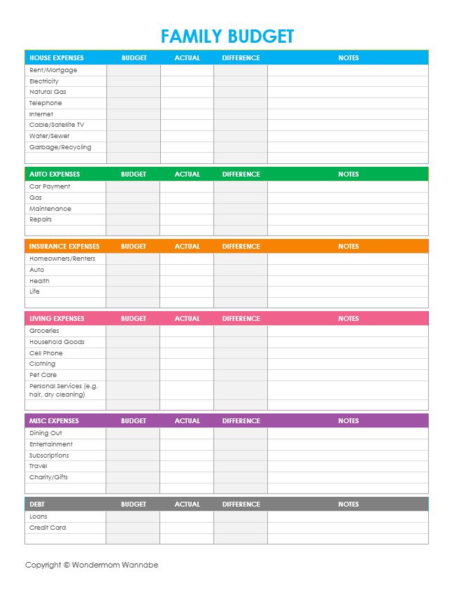free personal budget worksheet