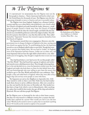 The Pilgrims | Worksheet 