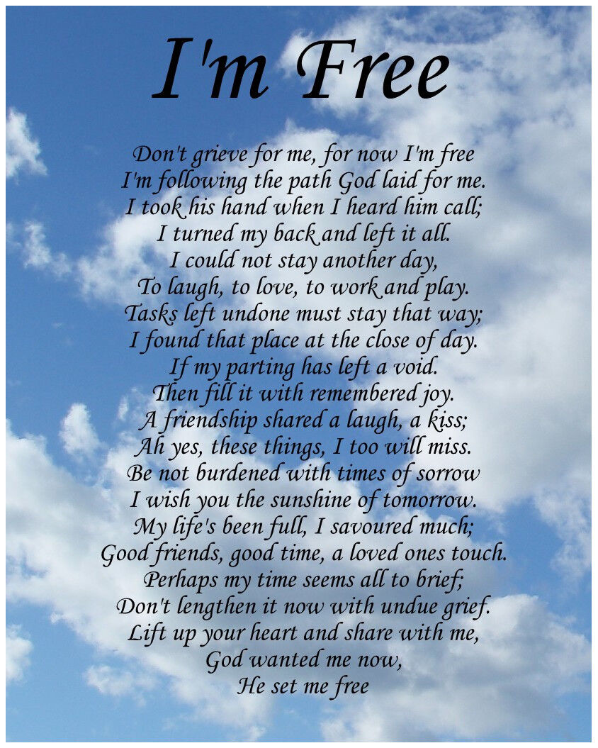 Im Free Memorial Poem Birthday Mothers Day Funeral Christmas Gift ...