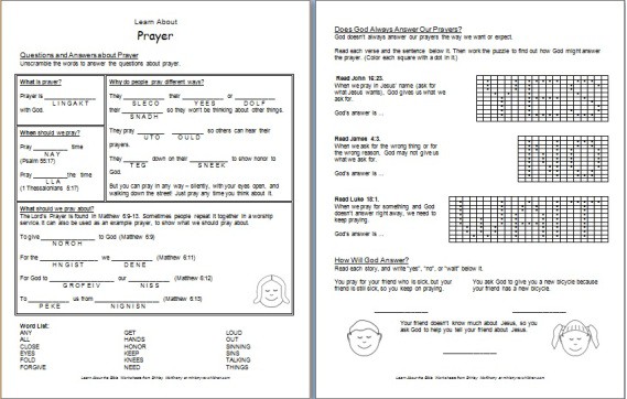 Worksheet: Learn about Prayer - Ministry-To-Children
