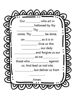 Our Father Prayer Worksheet by Little Miss Catechist Blog Shop | TPT
