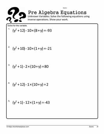 Solving Basic Equations Worksheets