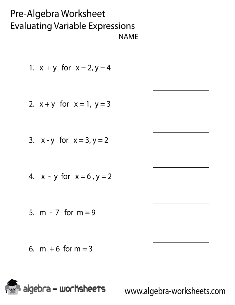 Print the Free Equations Pre-Algebra Worksheet - Printable Version