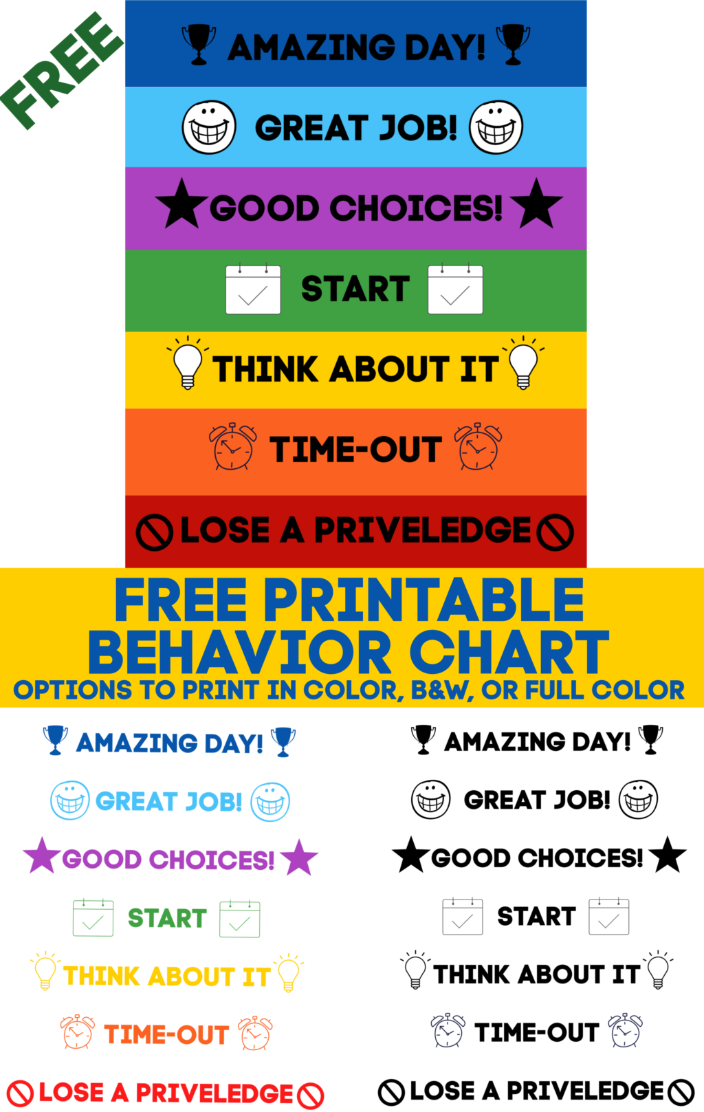 PRINTABLE BEHAVIOR CHART (FREE DOWNLOAD) + 10 more FREE Printables ...