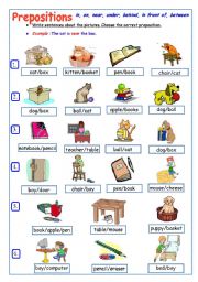 Prepositions worksheets