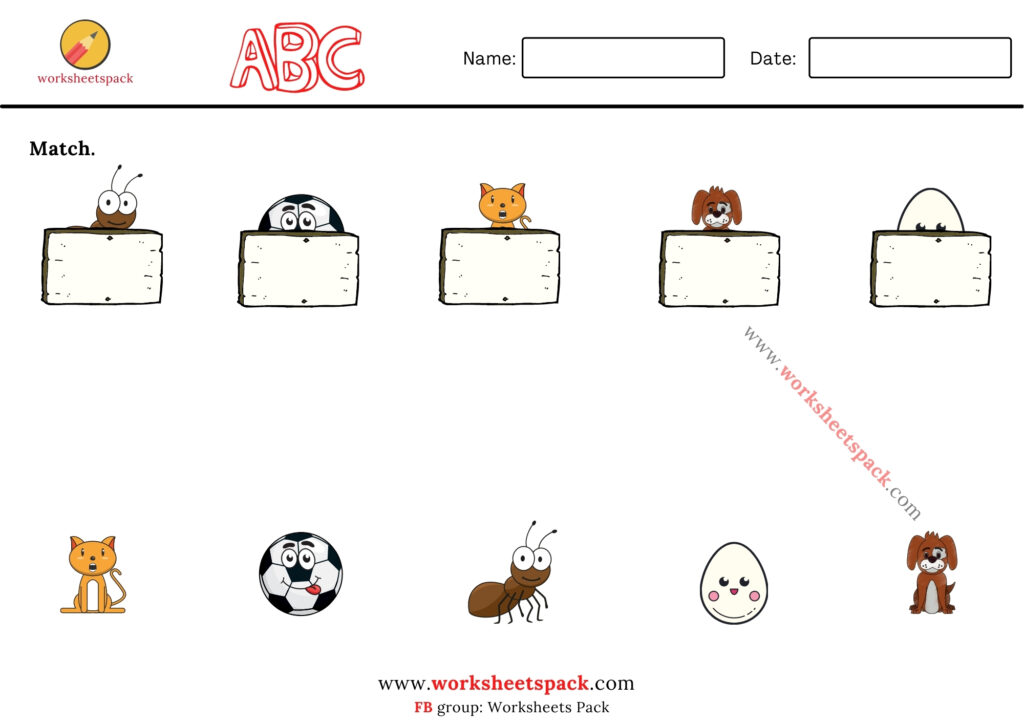 free preschool matching worksheet