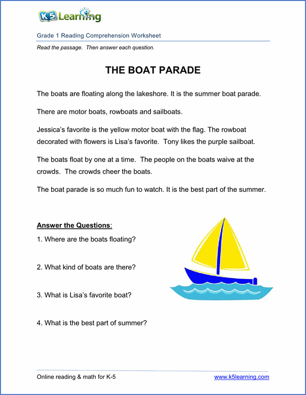 Free Reading Comprehension Worksheets - Printable | Worsheets library