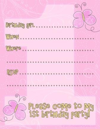 free printable 1st birthday invitations girl