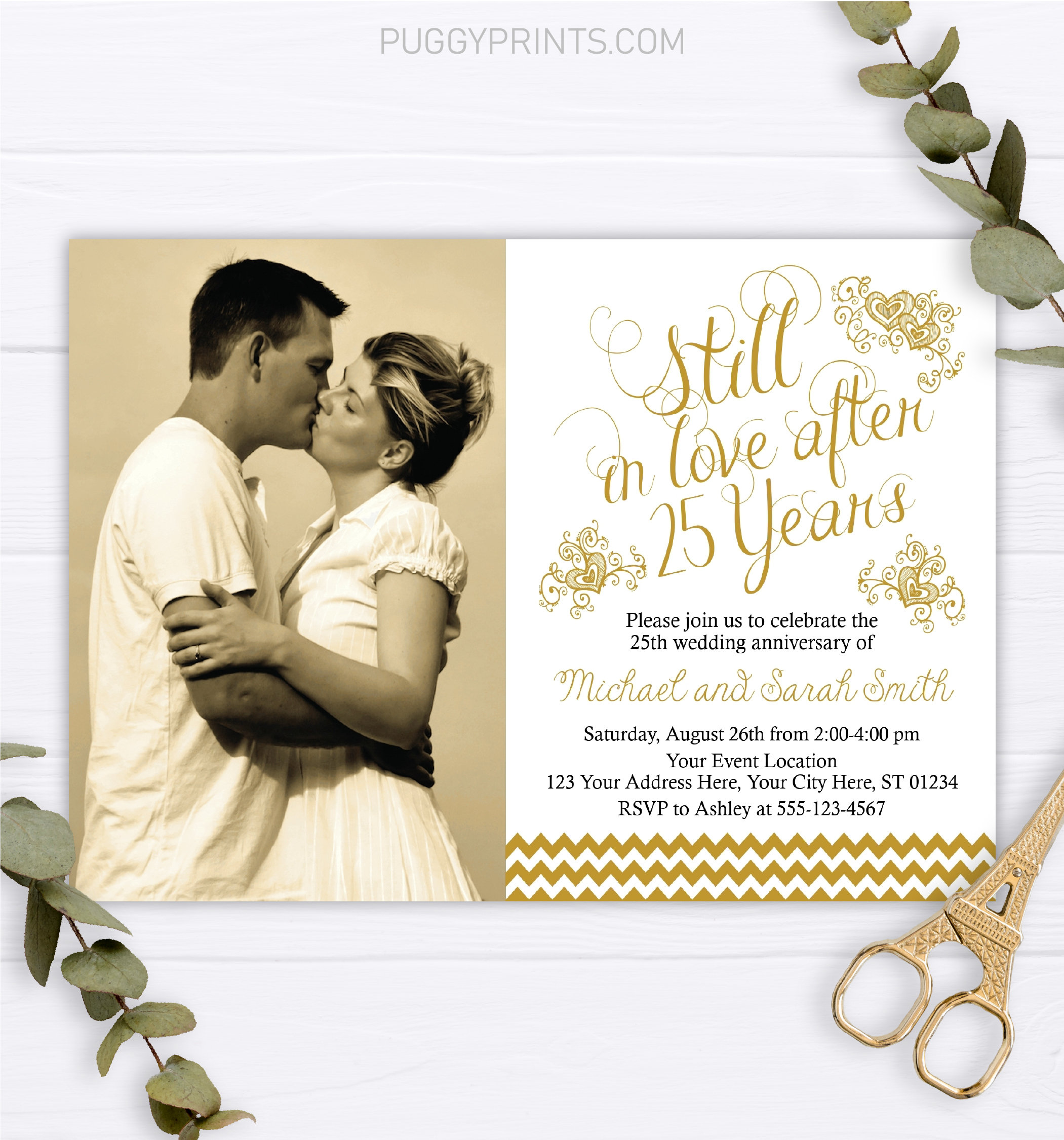 free printable 25th anniversary invitation cards