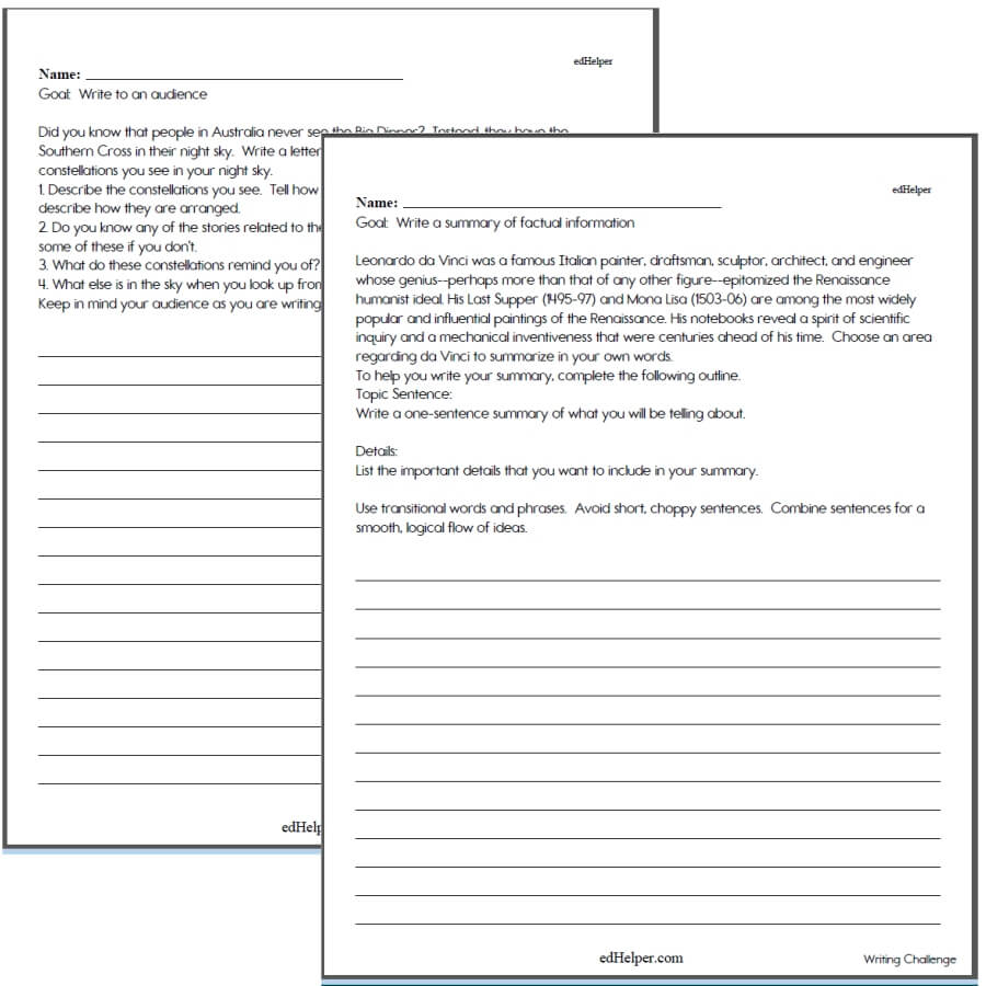 free printable 5th grade writing worksheet