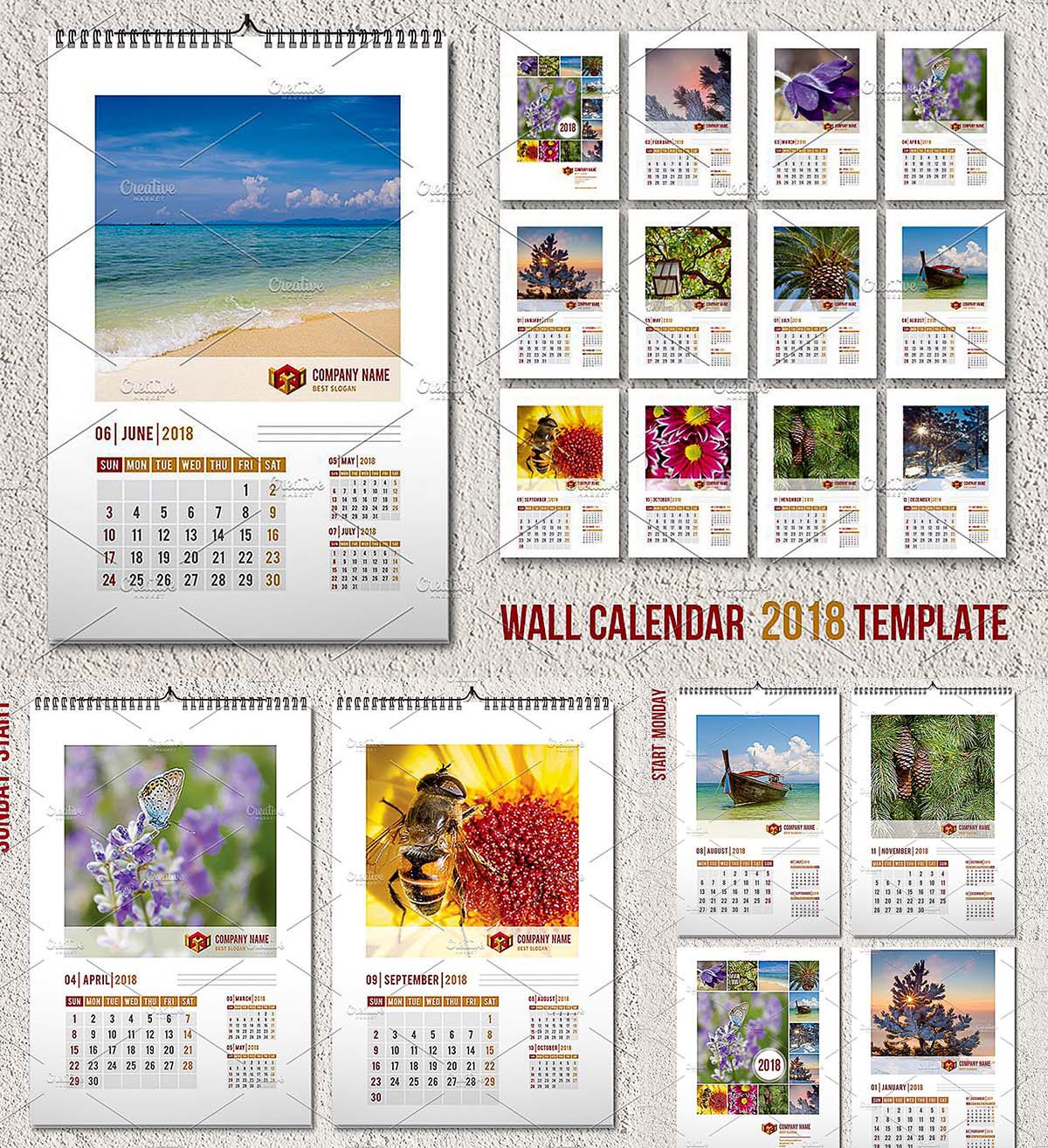 Wall calendar template 2018 A3 | Free download