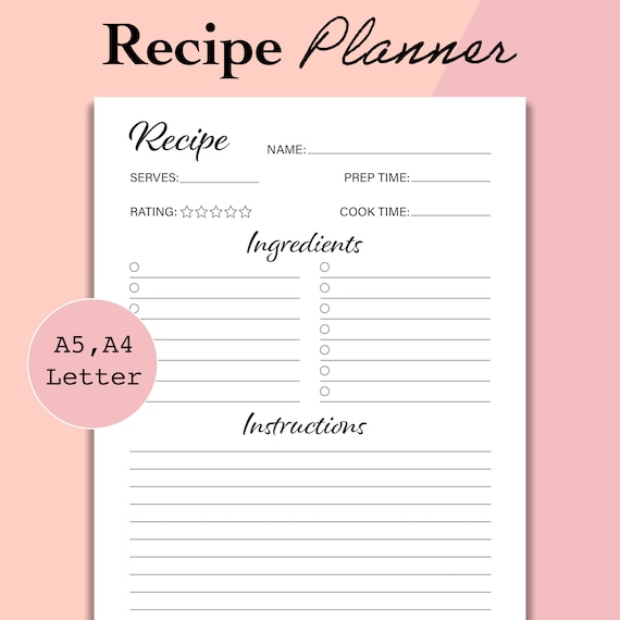 free printable a5 recipe cards