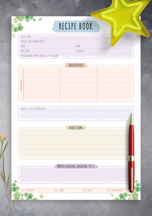 free printable a5 recipe cards