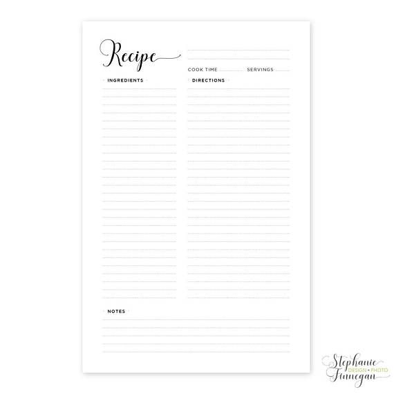 Recipe Page | Half US Letter | A5 | Recipe Printable | Recipe ...