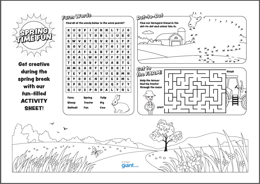 Printable Activity Sheet for Kids Toner Giant Worksheets Library