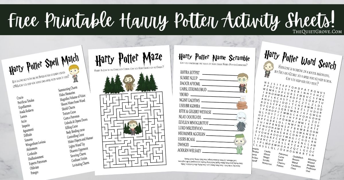 Free Printable Harry Potter Activity Sheets ⋆ The Quiet Grove