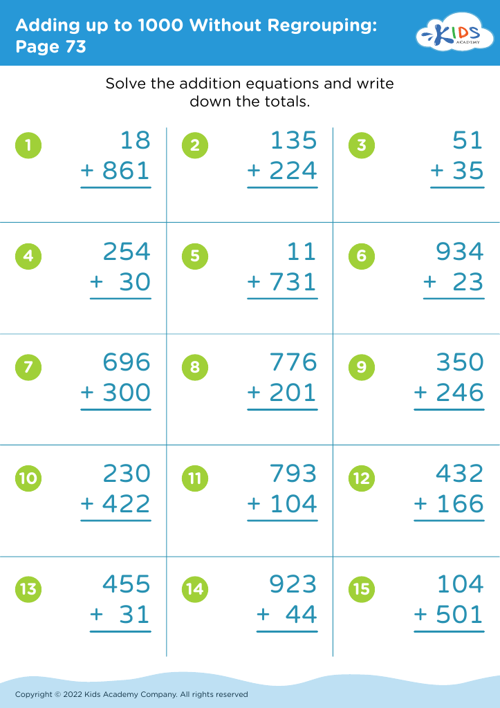 free printable addition and subtraction worksheets without regrouping